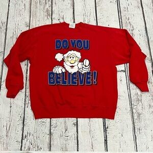 Vintage 1980s Santa Claus Do You Believe Ugly Sweater Party 80s Sweatshirt